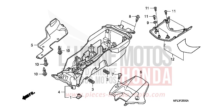 GARDE-BOUE ARRIERE (CBR1000RR) de CBR1000RR "Fireblade" GRAPHITE BLACK (NHB01FA) 2010